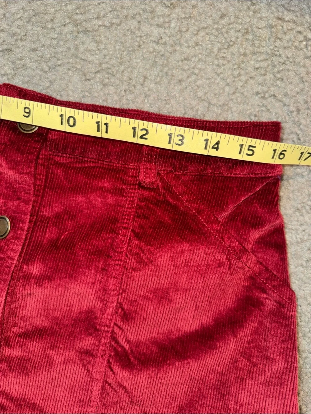 Draper James size 12 Corduroy Button-Front burgundy Ruffled Mini Skirt